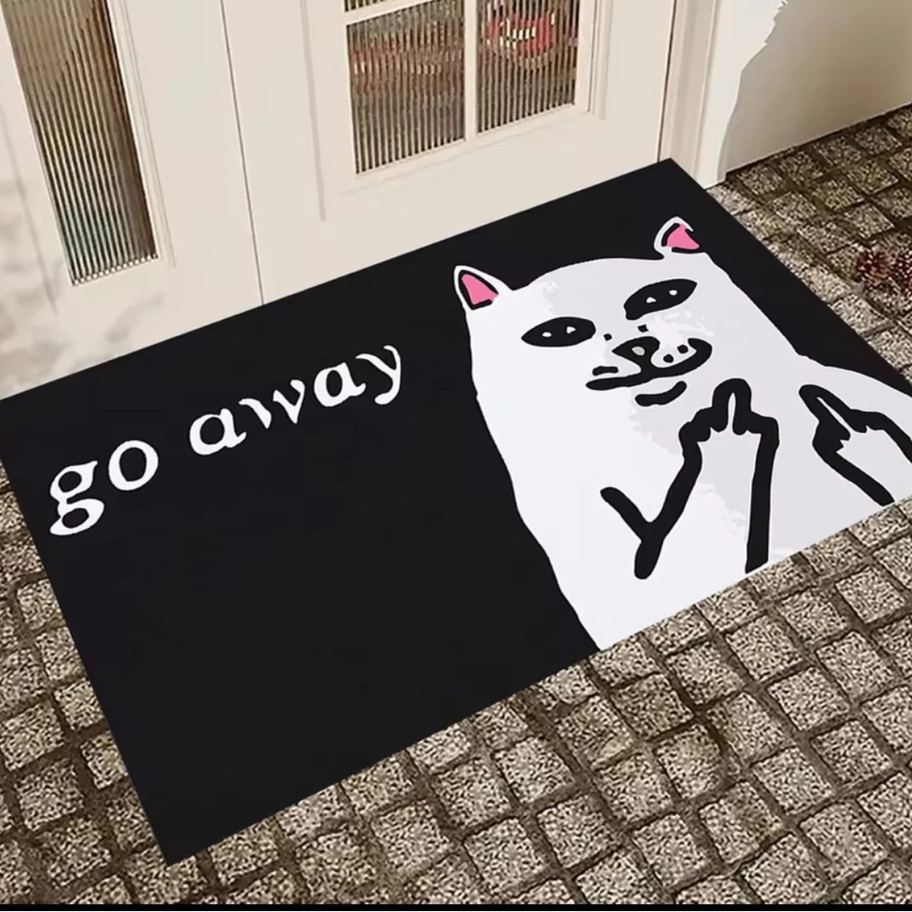 Ripndip Black and White Cat Door Mat